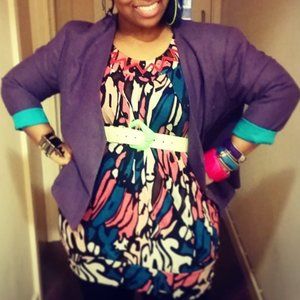 80s Style Collarless Jewel Tone Blazer